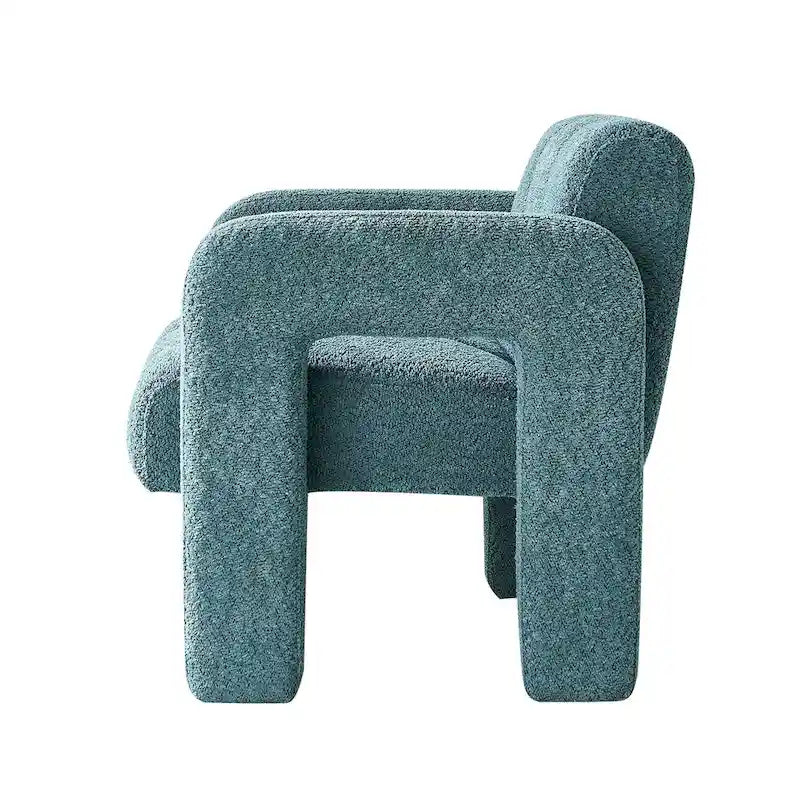 Fauteuil d'appoint moderne en bouclette vert – Une place