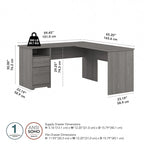 Bureau d'angle avec tiroir classeur, tiroir caisson et casier ouvert, coloris Chêne Expresso / Merisier / Gris Frêne / Blanc / Gris Bruyère / Gris Moderne – Unité simple