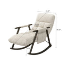 Fauteuil à bascule simple en velours rose / bleu / orange et tissu peluche gris / blanc avec dossier réglable et pochette de rangement