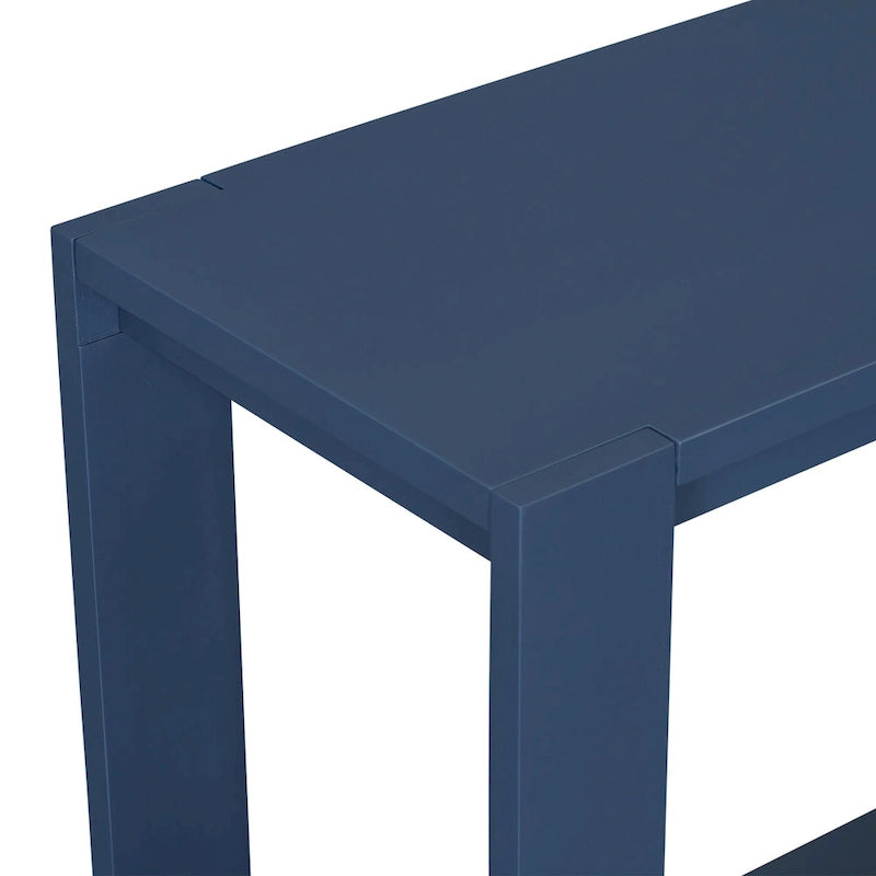 Console minimaliste bleu marine avec étagère inférieure et quatre pieds – Unité simple
