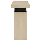 Console rectangulaire en placage de bois naturel avec pieds massifs, supports en métal noir mat et vérins réglables – Unité individuelle