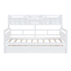 Lit de repos jumeau gris/expresso/blanc avec 2 tiroirs de rangement et étagère de chevet – simple