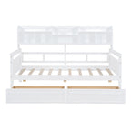 Lit de repos jumeau gris/expresso/blanc avec 2 tiroirs de rangement et étagère de chevet – simple