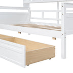 Lit de repos jumeau gris/expresso/blanc avec 2 tiroirs de rangement et étagère de chevet – simple