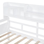 Lit de repos jumeau gris/expresso/blanc avec 2 tiroirs de rangement et étagère de chevet – simple