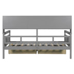 Lit de repos jumeau gris/expresso/blanc avec 2 tiroirs de rangement et étagère de chevet – simple