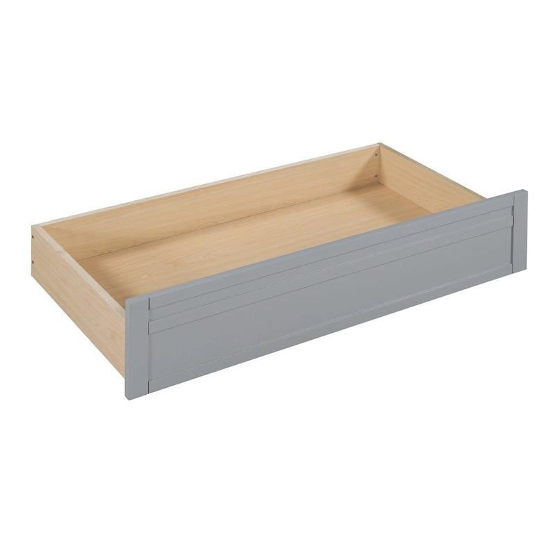 Lit de repos jumeau gris/expresso/blanc avec 2 tiroirs de rangement et étagère de chevet – simple