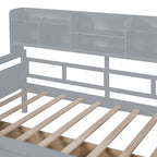 Lit de repos jumeau gris/expresso/blanc avec 2 tiroirs de rangement et étagère de chevet – simple