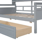Lit de repos jumeau gris/expresso/blanc avec 2 tiroirs de rangement et étagère de chevet – simple