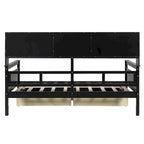 Lit de repos jumeau gris/expresso/blanc avec 2 tiroirs de rangement et étagère de chevet – simple