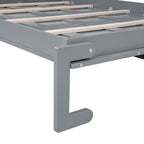 Lit escamotable mural Queen Size en MDF gris et contreplaqué avec armoires hautes, lattes flexibles et mécanisme de pliage à double piston – Unité simple