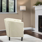 Fauteuil d'appoint tonneau en similicuir mi-siècle Espresso / Crème / Noir / Blanc / Gris – Siège simple