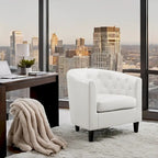 Fauteuil d'appoint tonneau en similicuir mi-siècle Espresso / Crème / Noir / Blanc / Gris – Siège simple