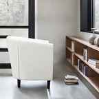 Fauteuil d'appoint tonneau en similicuir mi-siècle Espresso / Crème / Noir / Blanc / Gris – Siège simple