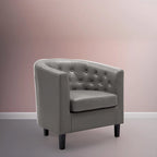 Fauteuil d'appoint tonneau en similicuir mi-siècle Espresso / Crème / Noir / Blanc / Gris – Siège simple