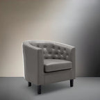 Fauteuil d'appoint tonneau en similicuir mi-siècle Espresso / Crème / Noir / Blanc / Gris – Siège simple