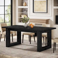 Table de salle à manger rectangulaire en MDF style Ferme Noire avec piédestal carré – Pour 4 à 6 personnes