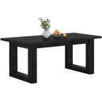 Table de salle à manger rectangulaire en MDF style Ferme Noire avec piédestal carré – Pour 4 à 6 personnes