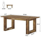 Table de salle à manger rectangulaire en MDF style Ferme Noire avec piédestal carré – Pour 4 à 6 personnes