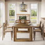 Table de salle à manger rectangulaire en MDF style Ferme Noire avec piédestal carré – Pour 4 à 6 personnes