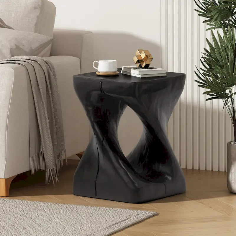 MGO Twist Shape Side Table, Wood-like Texture