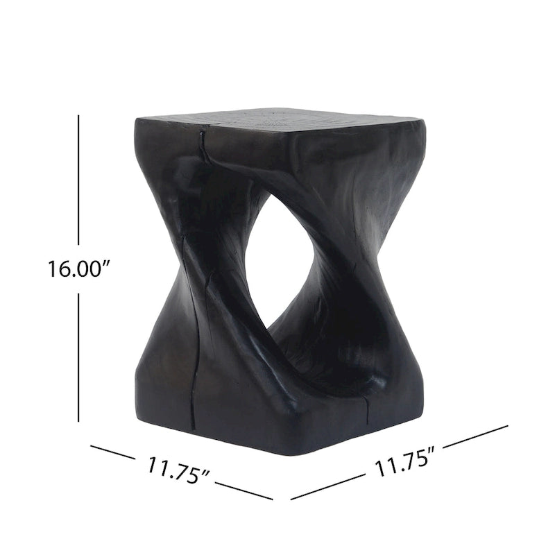 Table d'appoint MGO Twist Spiral Noir / Naturel / Gris / Marron antique avec finition aspect bois – Unité unique
