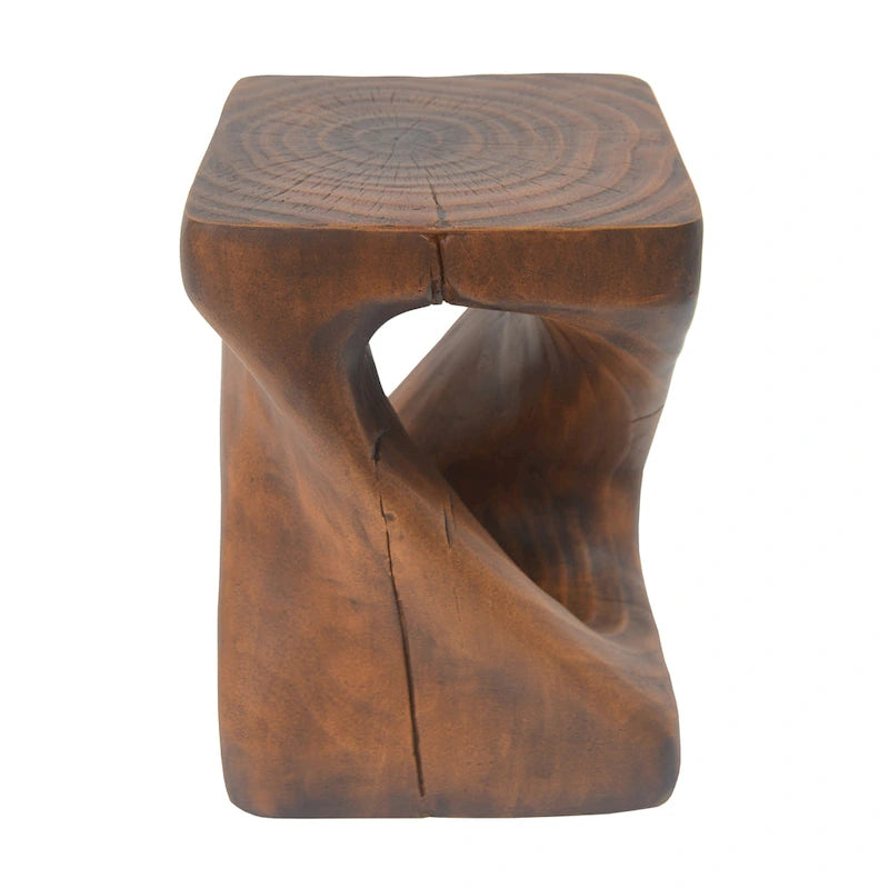 Table d'appoint MGO Twist Spiral Noir / Naturel / Gris / Marron antique avec finition aspect bois – Unité unique