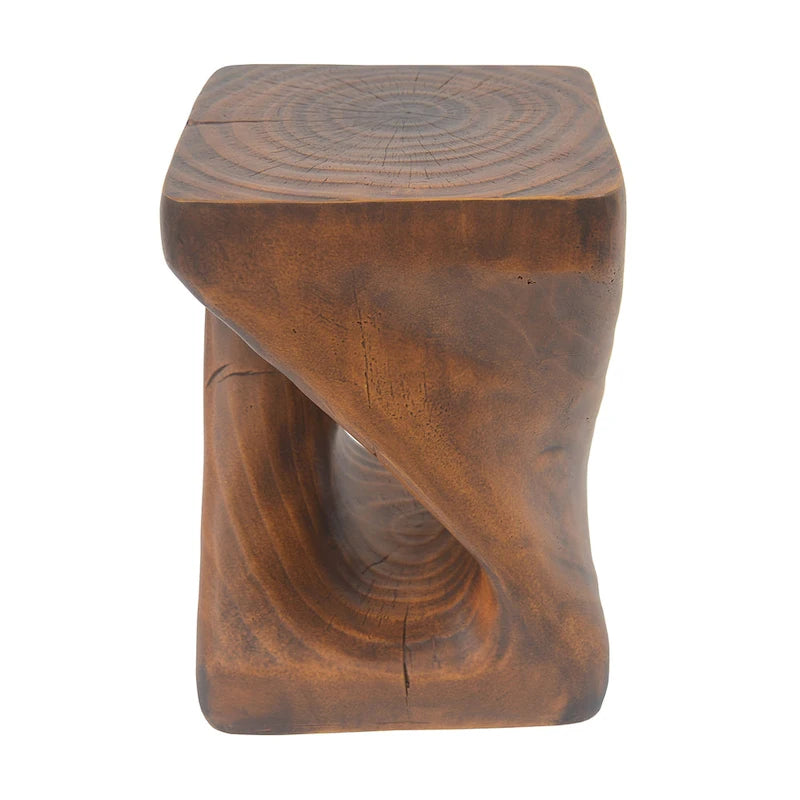 Table d'appoint MGO Twist Spiral Noir / Naturel / Gris / Marron antique avec finition aspect bois – Unité unique