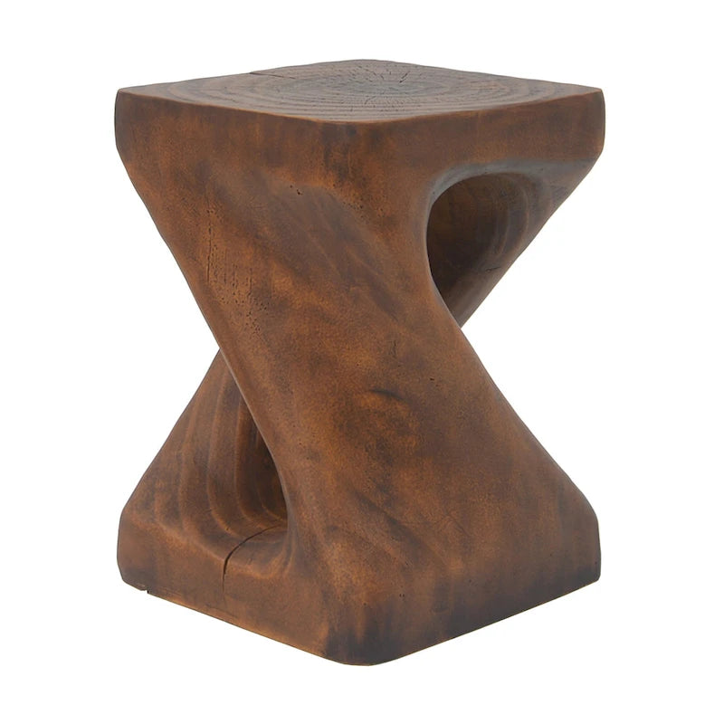 Table d'appoint MGO Twist Spiral Noir / Naturel / Gris / Marron antique avec finition aspect bois – Unité unique