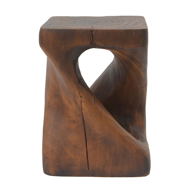 Table d'appoint MGO Twist Spiral Noir / Naturel / Gris / Marron antique avec finition aspect bois – Unité unique