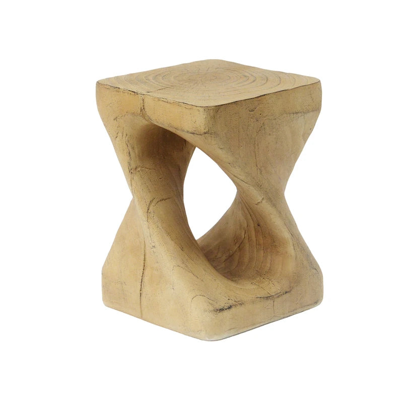 Table d'appoint MGO Twist Spiral Noir / Naturel / Gris / Marron antique avec finition aspect bois – Unité unique