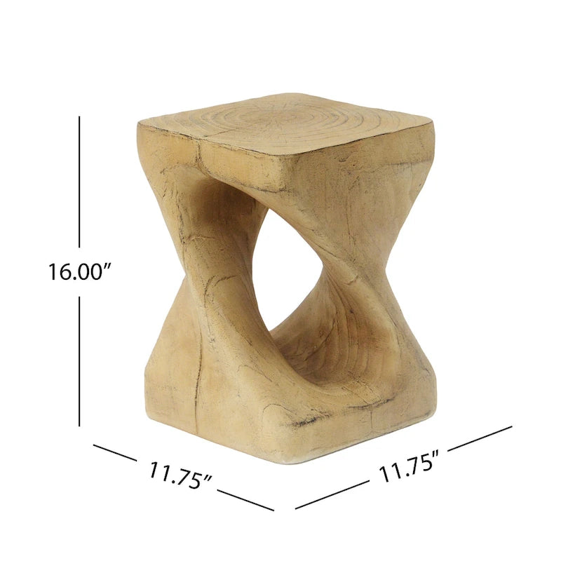Table d'appoint MGO Twist Spiral Noir / Naturel / Gris / Marron antique avec finition aspect bois – Unité unique