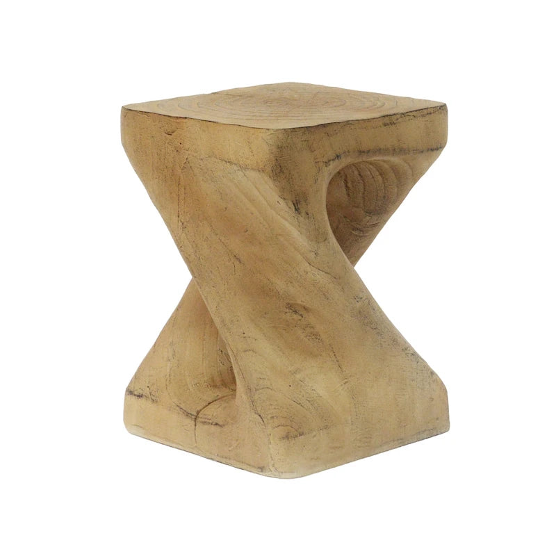 Table d'appoint MGO Twist Spiral Noir / Naturel / Gris / Marron antique avec finition aspect bois – Unité unique