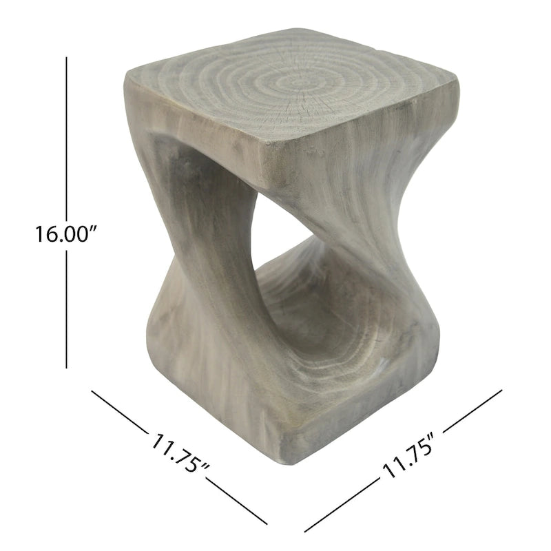 Table d'appoint MGO Twist Spiral Noir / Naturel / Gris / Marron antique avec finition aspect bois – Unité unique