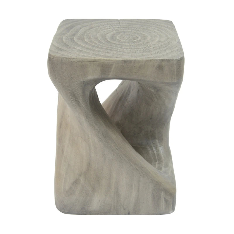Table d'appoint MGO Twist Spiral Noir / Naturel / Gris / Marron antique avec finition aspect bois – Unité unique