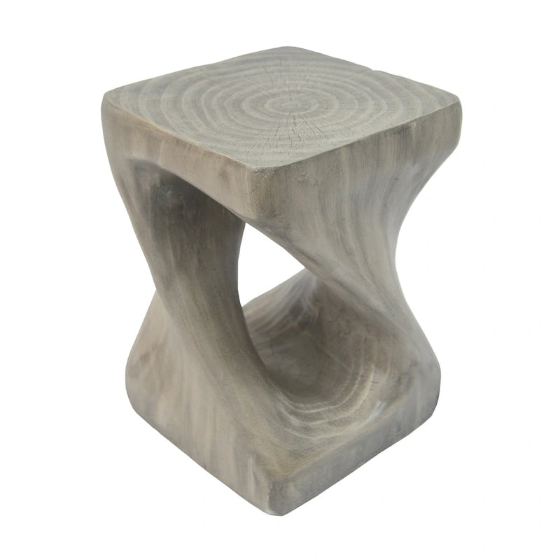 Table d'appoint MGO Twist Spiral Noir / Naturel / Gris / Marron antique avec finition aspect bois – Unité unique