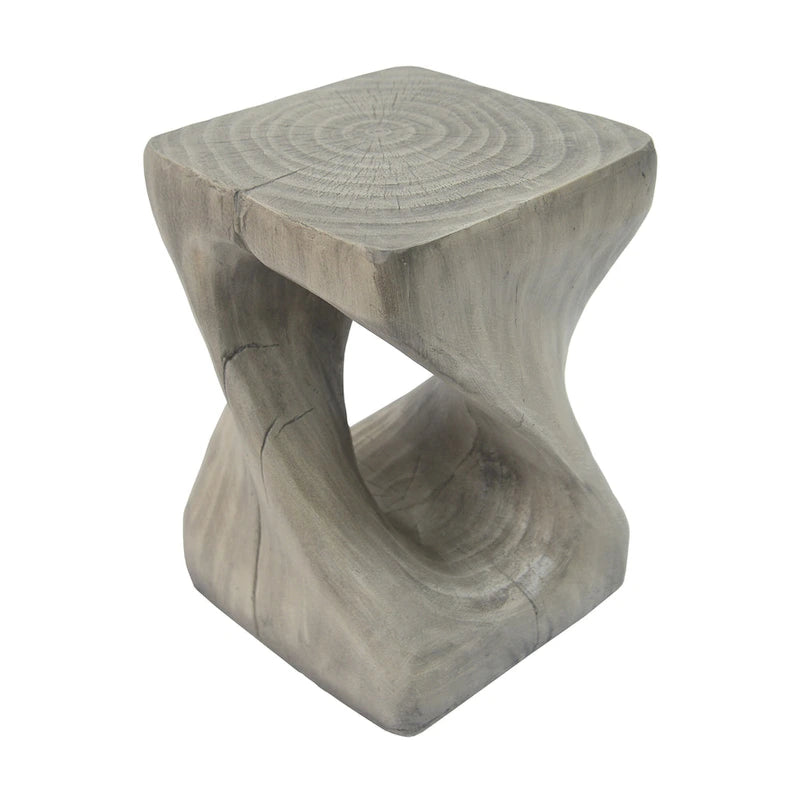 Table d'appoint MGO Twist Spiral Noir / Naturel / Gris / Marron antique avec finition aspect bois – Unité unique