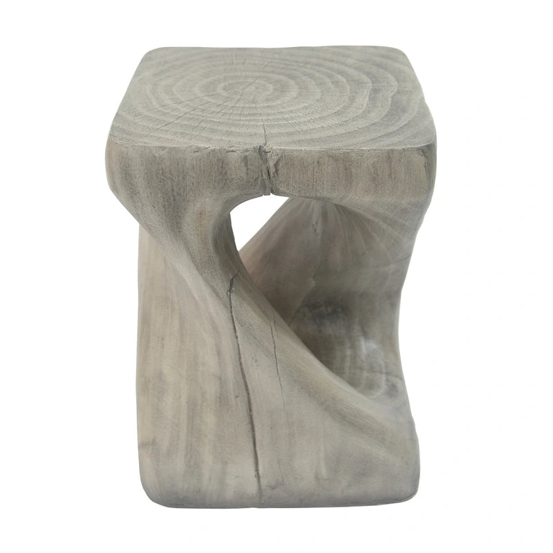 Table d'appoint MGO Twist Spiral Noir / Naturel / Gris / Marron antique avec finition aspect bois – Unité unique