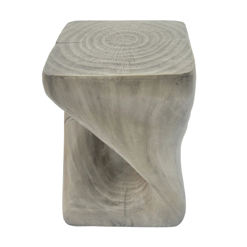 Table d'appoint MGO Twist Spiral Noir / Naturel / Gris / Marron antique avec finition aspect bois – Unité unique