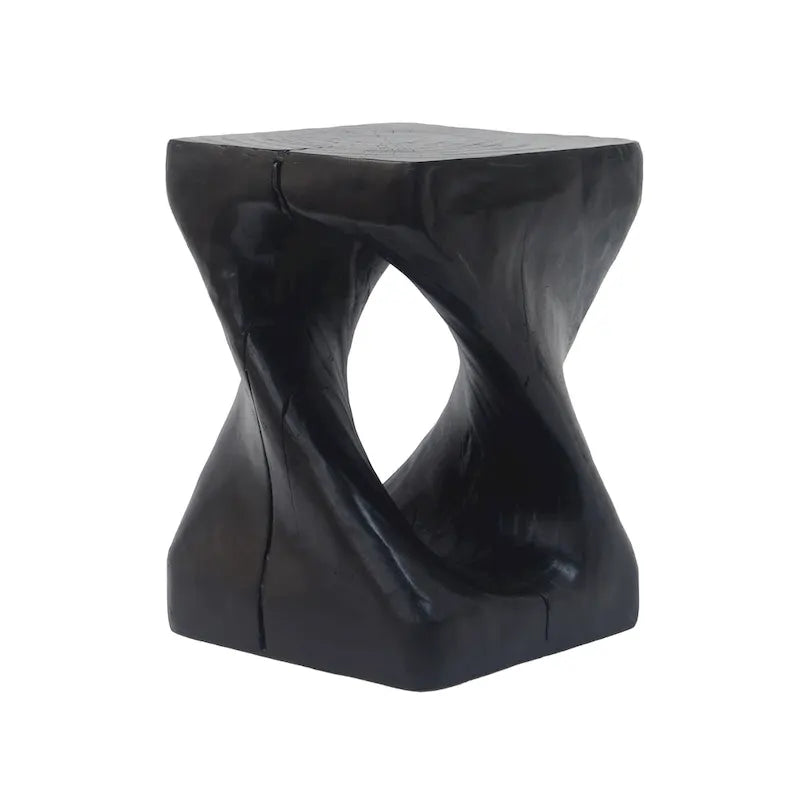 Table d'appoint MGO Twist Spiral Noir / Naturel / Gris / Marron antique avec finition aspect bois – Unité unique