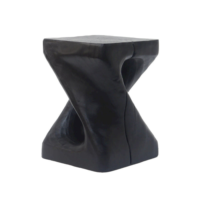 Table d'appoint MGO Twist Spiral Noir / Naturel / Gris / Marron antique avec finition aspect bois – Unité unique
