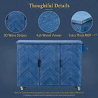 Îlot de cuisine de ferme bleu marine / champagne / bois naturel avec abattant, 3 portes et roulettes – Unité unique