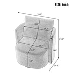 Fauteuil d'appoint baquet en chenille beige avec base pivotante à 360° et design incurvé – Siège individuel