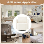 Fauteuil d'appoint baquet en chenille beige avec base pivotante à 360° et design incurvé – Siège individuel