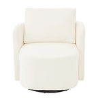 Fauteuil d'appoint baquet en chenille beige avec base pivotante à 360° et design incurvé – Siège individuel