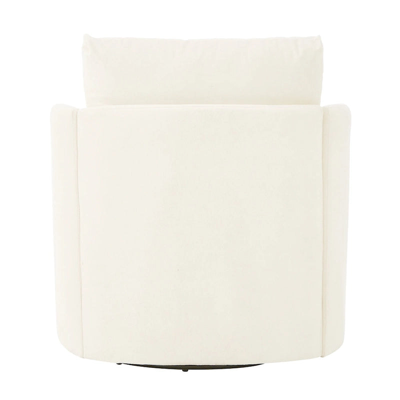Fauteuil d'appoint baquet en chenille beige avec base pivotante à 360° et design incurvé – Siège individuel