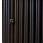 Table basse de ferme ronde naturelle en MDF avec tiroir intégré et base à lattes verticales – Unité unique