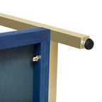 Console Rétro en Bois de Paulownia avec Placage Naturel / Noir / Marine et Accents Dorés, 2 Tiroirs, Étagère Ouverte et Pieds Métalliques – Unité Simple