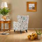 Fauteuil haut de gamme à motifs multicolores avec pieds en bois – Siège individuel