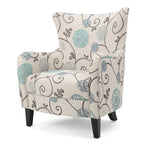 Fauteuil haut de gamme à motifs multicolores avec pieds en bois – Siège individuel